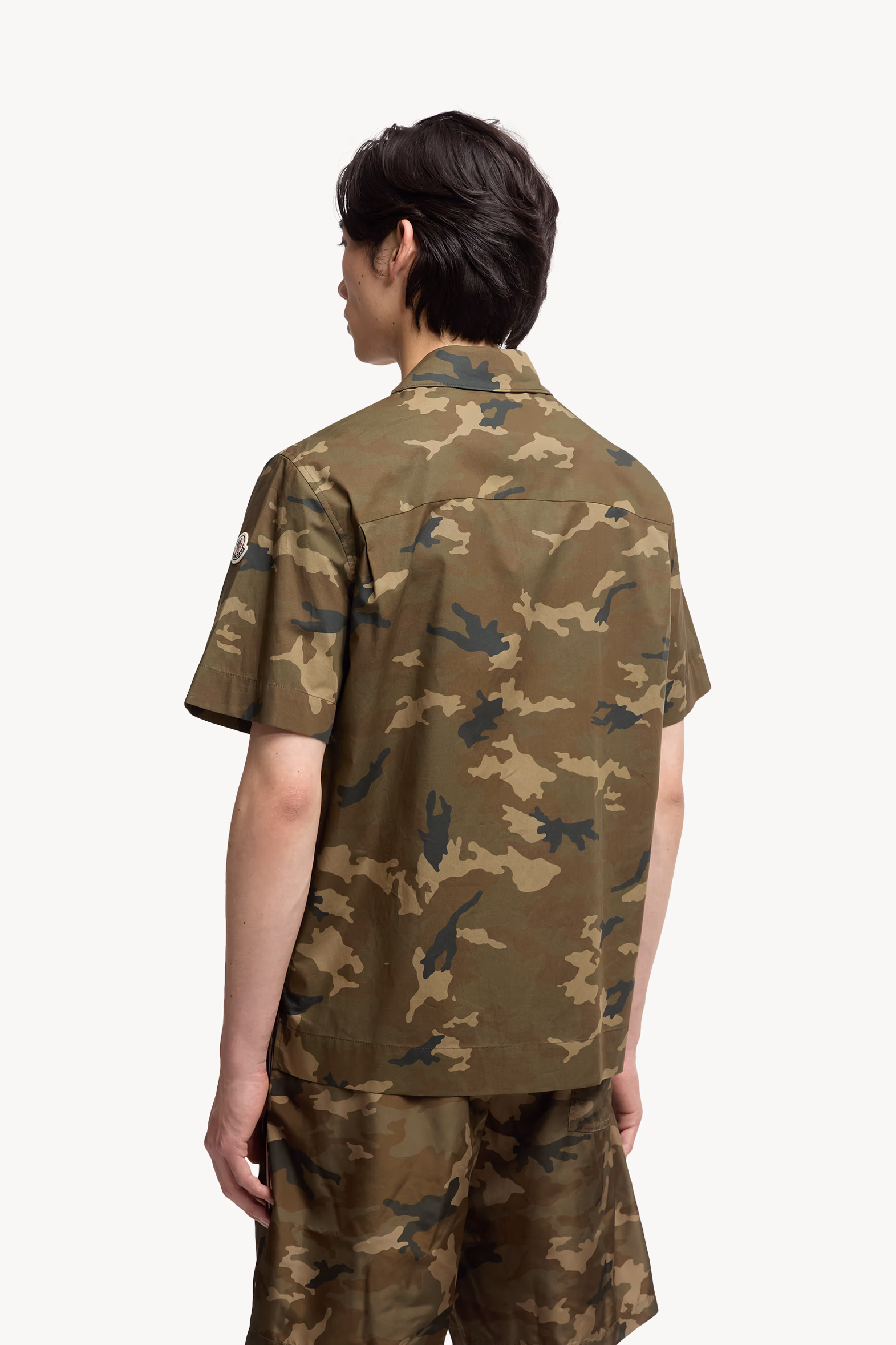 Printed Cotton Short Sleeve Shirt Men Green & Brown Moncler 5